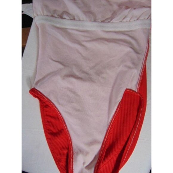 Vintage 80s Paradise Beach Club Red Swimsuit US 10 High Thigh Low Back Mervyns - Picture 9 of 9